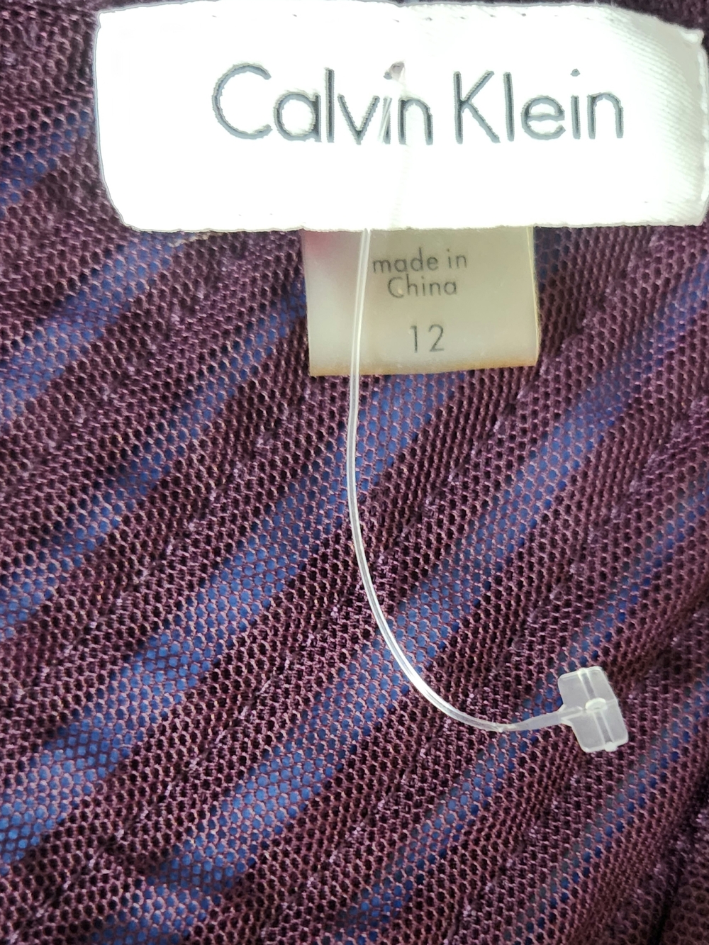 Calvin Klein Womens Plum Short Sleeve Mesh Ribbed Midi Sheath Cocktail Dress, 12 - Picture 8 of 9